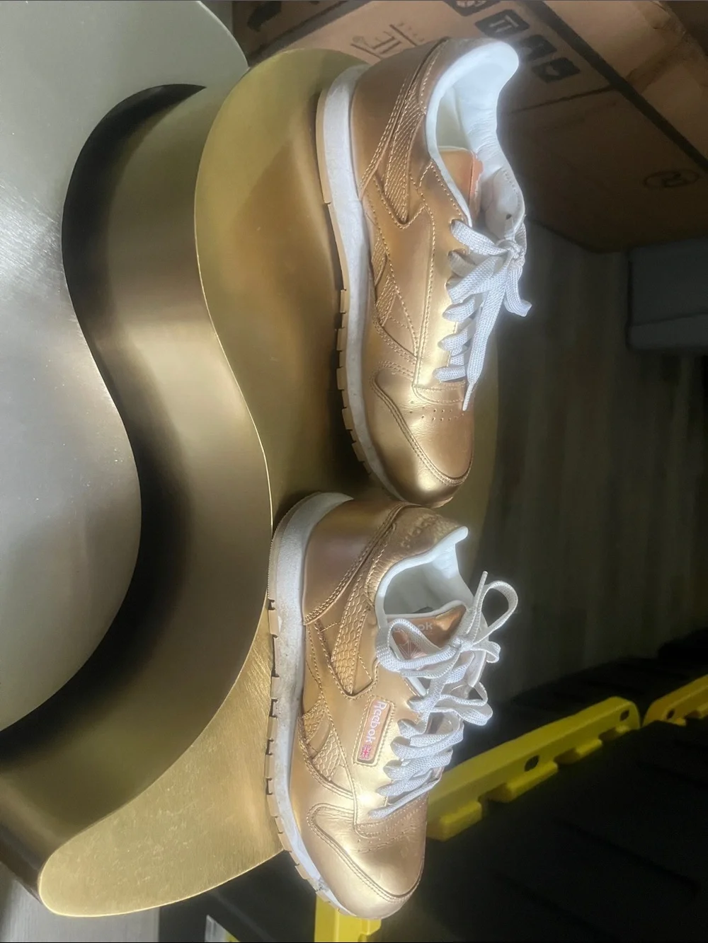 Reebok Women's Metallic Gold Leather Sneakers